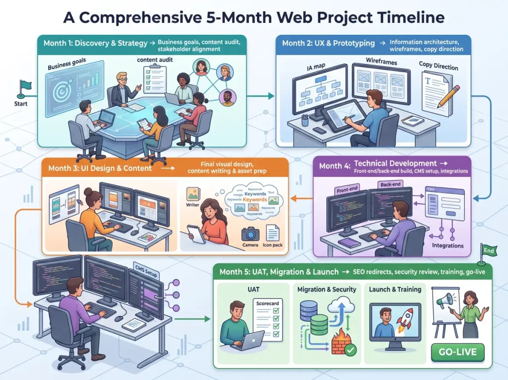 A comprehensive 5-month web project timeline