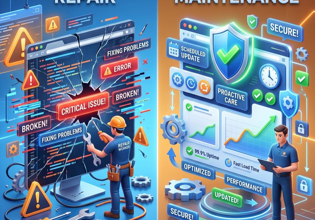 website repair vs website maintenance